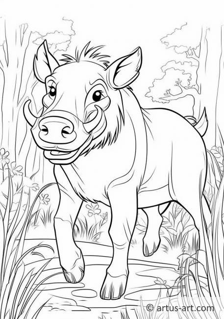 Warthog Coloring Page For Kids